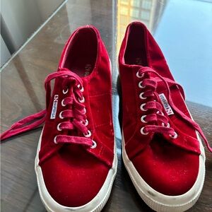 Cranberry Red Velvet Superga Sneakers